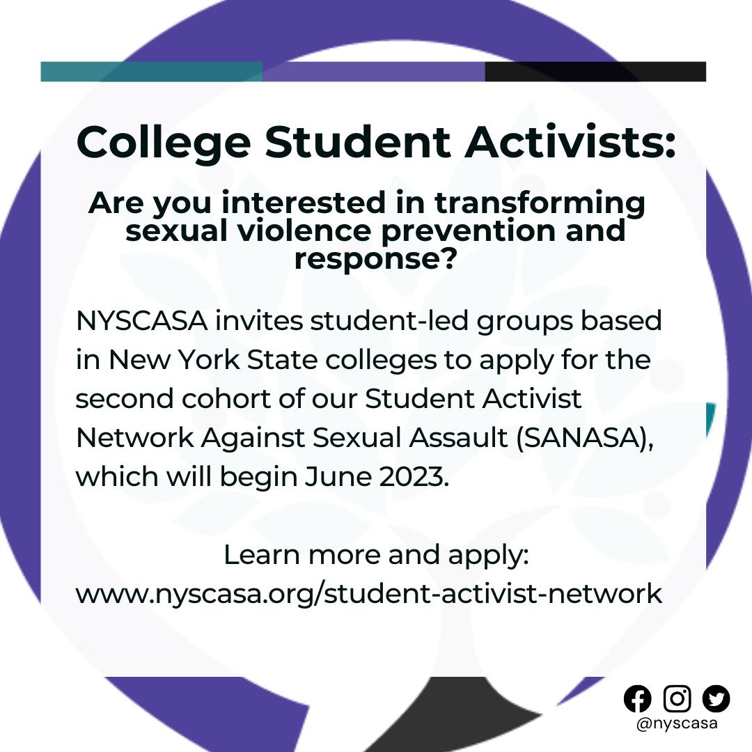 <b>Student Activist</b> Network <b>Against Sexual Assault</b> | NYSCASA